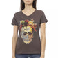 Chic V-Neck Tee with Elegant Front Print