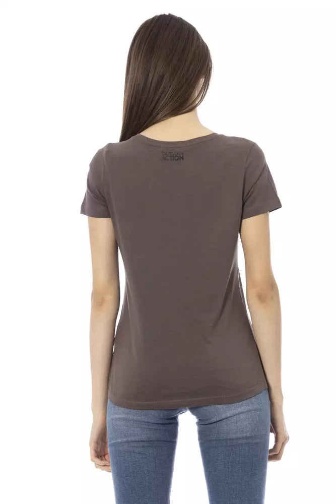 Chic V-Neck Tee with Elegant Front Print