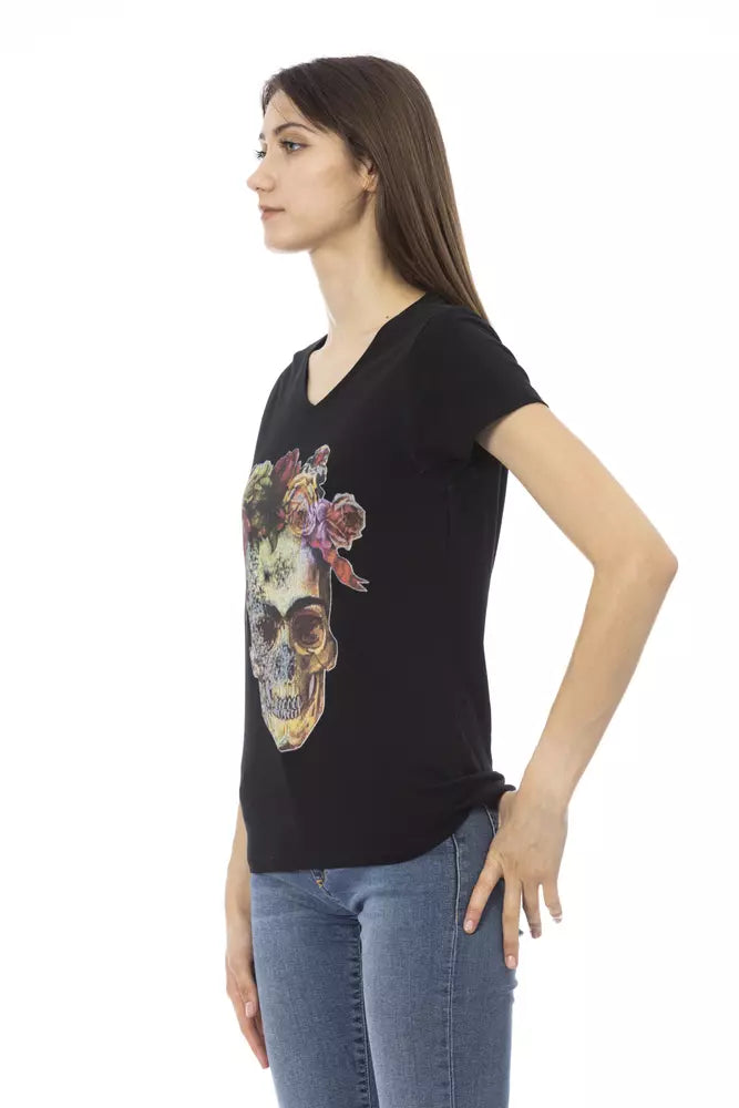 Chic V-Neck Tee with Front Print