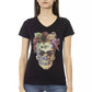 Chic V-Neck Tee with Front Print