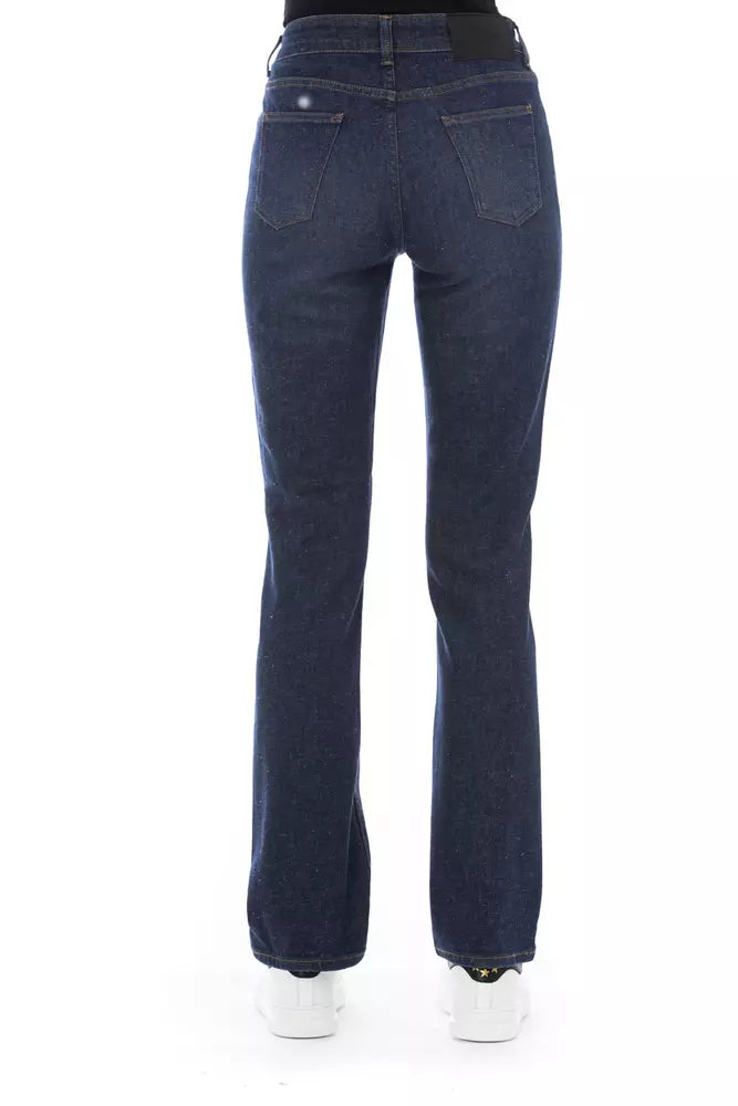 Tricolor Pocket Regular Jeans With Chic Detailing