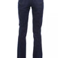 Chic Blue Cotton Blend Jeans with Tricolor Detail