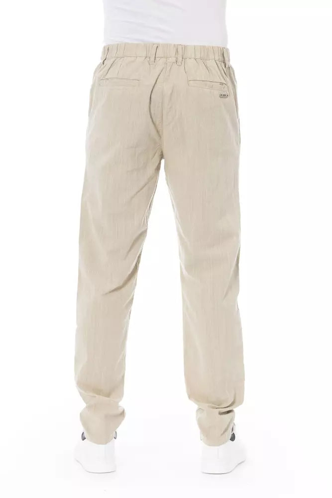 Elegant Beige Cotton Chino Trousers