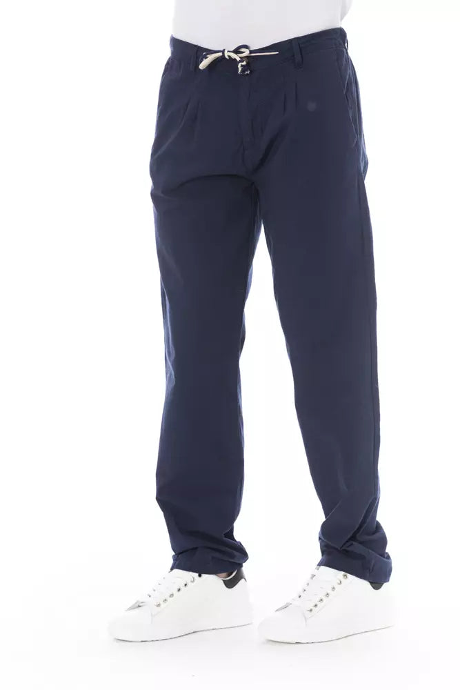 Elegant Blue Cotton Chino Trousers