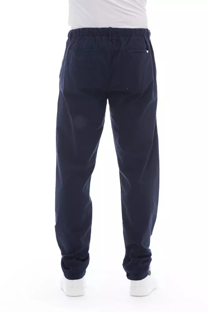 Elegant Blue Cotton Chino Trousers