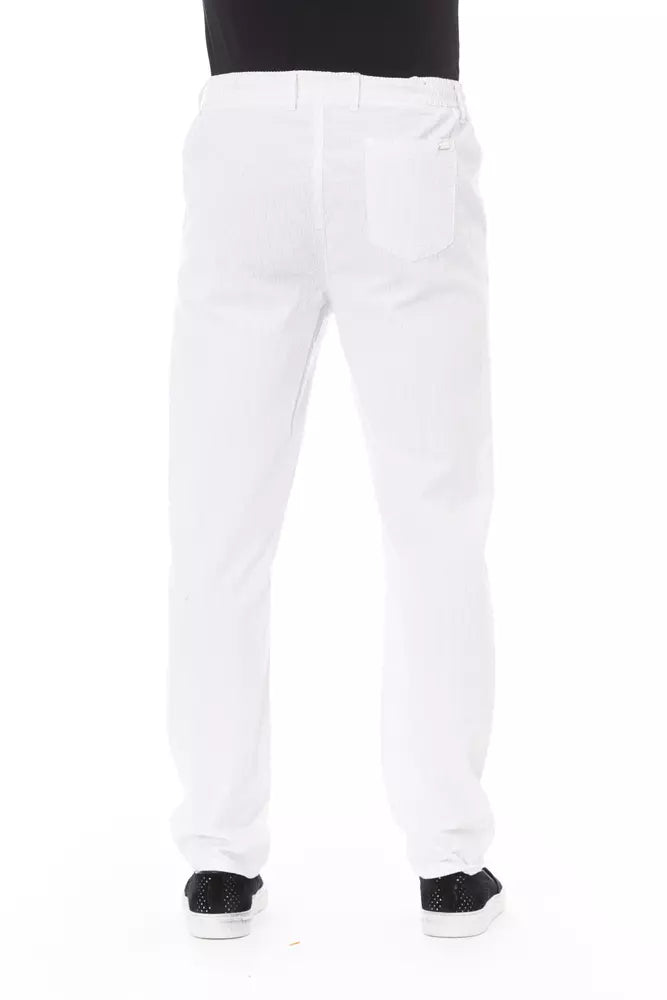 Elegant White Cotton Chino Trousers