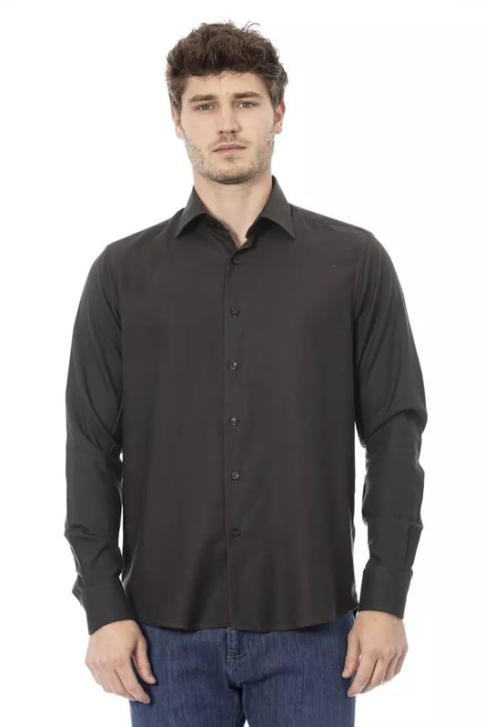 Elegant Green Italian Collar Shirt