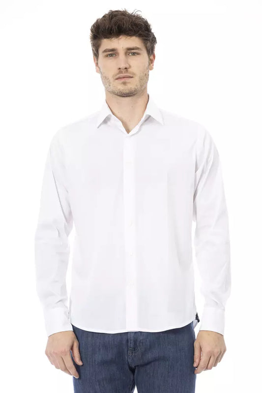 Elegant White Italian Collar Shirt