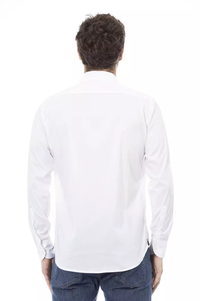 Elegant White Italian Collar Shirt