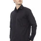 Elegant Black Italian Collar Shirt