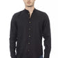 Elegant Mandarin Collar Black Shirt
