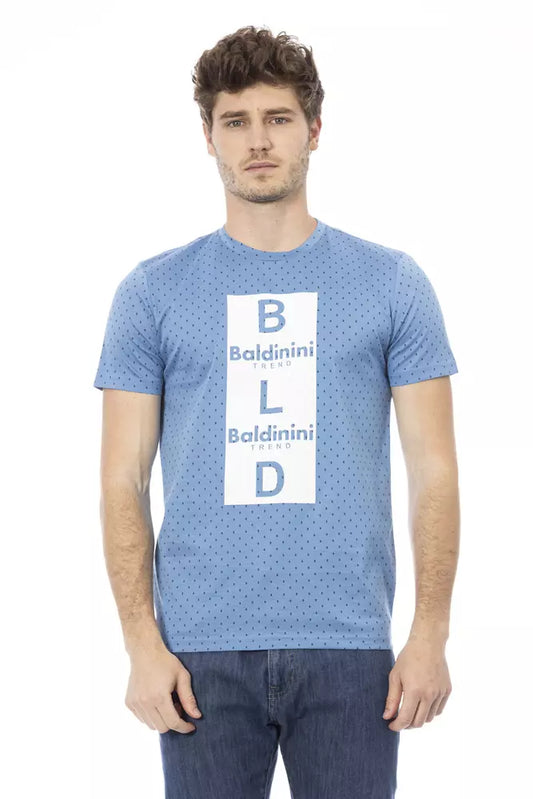 Elegant Light Blue Cotton Tee with Print