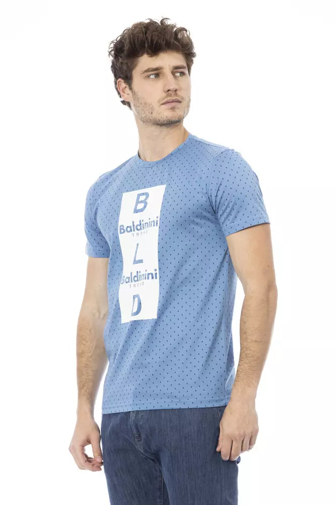 Elegant Light Blue Cotton Tee with Print