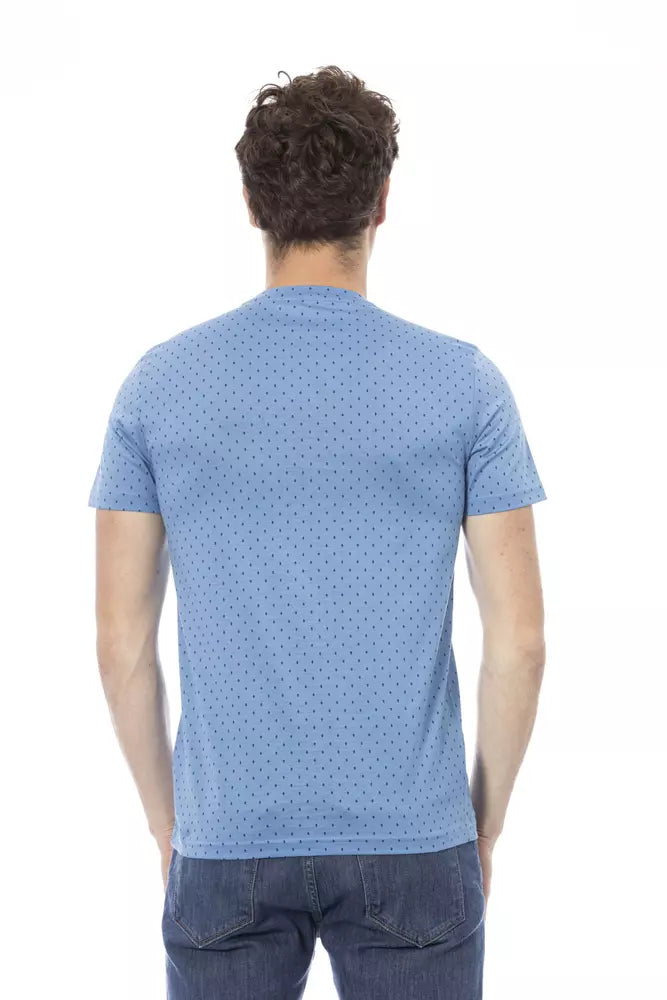 Elegant Light Blue Cotton Tee with Print