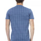 Elegant Light Blue Cotton Tee with Chic Print