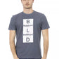 Chic Grey Cotton Tee with Bold Front Print