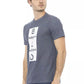 Chic Grey Cotton Tee with Bold Front Print
