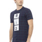 Elegant Blue Cotton T-Shirt with Front Print