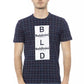 Elegant Blue Cotton T-Shirt with Front Print
