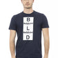 Sleek Blue Cotton Tee with Front Print