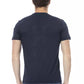Sleek Blue Cotton Tee with Front Print