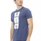 Chic Blue Cotton Tee with Front Print