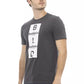 Chic Gray Cotton Tee with Unique Front Print
