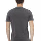 Chic Gray Cotton Tee with Unique Front Print