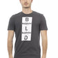 Chic Gray Cotton Tee with Unique Front Print