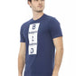 Chic Blue Cotton Tee with Front Print