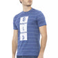 Chic Blue Cotton Tee with Front Print