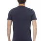 Elegant Blue Round Neck Tee with Front Print
