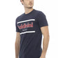 Elegant Blue Round Neck Tee with Front Print