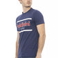 Chic Blue Cotton Tee with Front Print