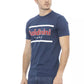 Elegant Blue Cotton Tee with Chic Front Print