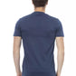 Elegant Blue Cotton Tee with Chic Front Print