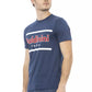 Elevated Blue Cotton Tee With Unique Front Print