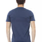 Elevated Blue Cotton Tee With Unique Front Print