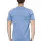 Chic Light Blue Cotton Tee with Front Print