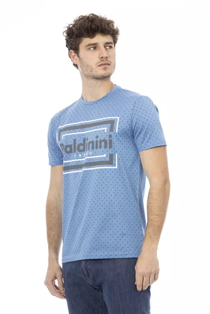 Chic Light Blue Cotton Tee with Front Print