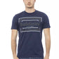 Chic Blue Cotton Tee with Front Print
