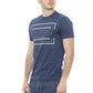 Chic Blue Cotton Tee with Front Print
