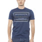 Chic Blue Cotton Tee with Front Print