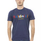 Elegant Blue Cotton Tee with Stylish Front Print