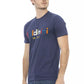 Elegant Blue Cotton Tee with Stylish Front Print