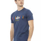Chic Blue Cotton Tee with Front Print
