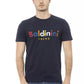 Chic Blue Cotton Tee with Front Print