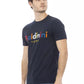 Chic Blue Cotton Tee with Front Print