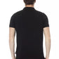 Elegant Black Cotton Polo with Front Embroidery