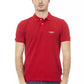 Elegant Red Cotton Polo with Chic Embroidery